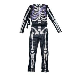 Fortnite Skull Trooper Costume Jumpsuit Halloween Cosplay Dress-up Size L (8-10)